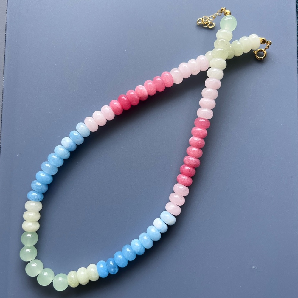 Lollipop Smooth Gem Necklace, Rainbow Stone Necklace
